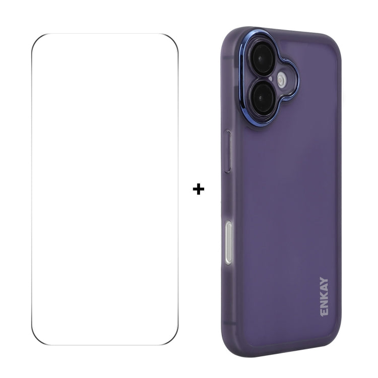 ENKAY Hat-Prince Translucent Matte TPU Phone Case with Lens Film + 9H Big Arc Edge Film, Series 1