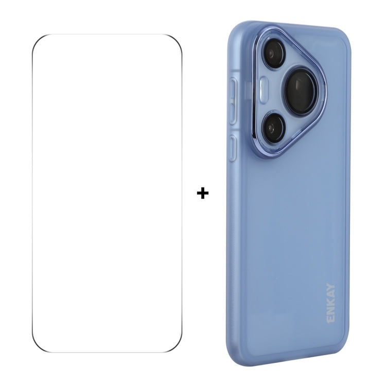 ENKAY Hat-Prince Translucent Matte TPU Phone Case with Lens Film + 9H Big Arc Edge Film, For Huawei Pura 70, For Huawei nova 12