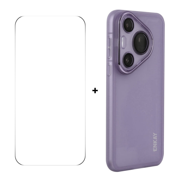 ENKAY Hat-Prince Translucent Matte TPU Phone Case with Lens Film + 9H Big Arc Edge Film