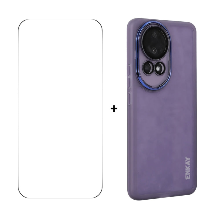 ENKAY Hat-Prince Translucent Matte TPU Phone Case with Lens Film + 9H Big Arc Edge Film