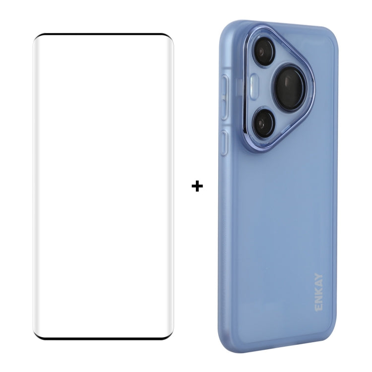 ENKAY Hat-Prince Translucent Matte TPU Phone Case with Lens Film + 3D Hot Bending Film, For Huawei nova 12 Pro, For Huawei Pura 70 Pro / 70 Pro+