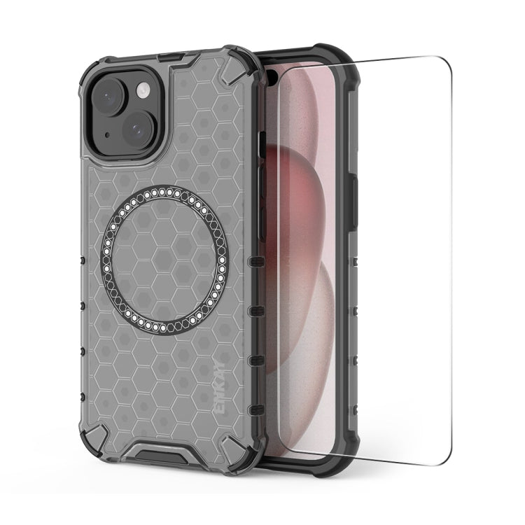 ENKAY Hat-Prince Honeycomb MagSafe Shockproof Phone Case with Large Arc Edge Film, Series 1