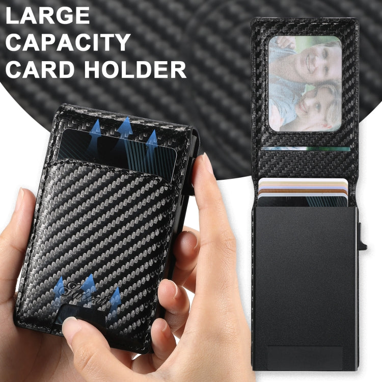 Suteni H19 Carbon Fiber Grain 2-in-1 MagSafe Removable Card Box Back Phone Case