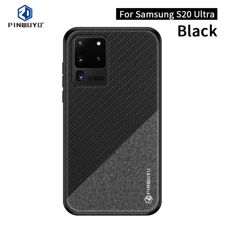 PINWUYO Rong Series  Shockproof PC + TPU+ Chemical Fiber Cloth Protective Case, For Galaxy S20 Ultra, For Galaxy A51 / M40s, For Galaxy A91 / S10 Lite, For Huawei Nova 6, For Huawei Nova 6 SE, For Huawei Honor V30 / V30 Pro