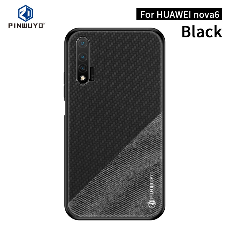 PINWUYO Rong Series  Shockproof PC + TPU+ Chemical Fiber Cloth Protective Case, For Galaxy S20 Ultra, For Galaxy A51 / M40s, For Galaxy A91 / S10 Lite, For Huawei Nova 6, For Huawei Nova 6 SE, For Huawei Honor V30 / V30 Pro