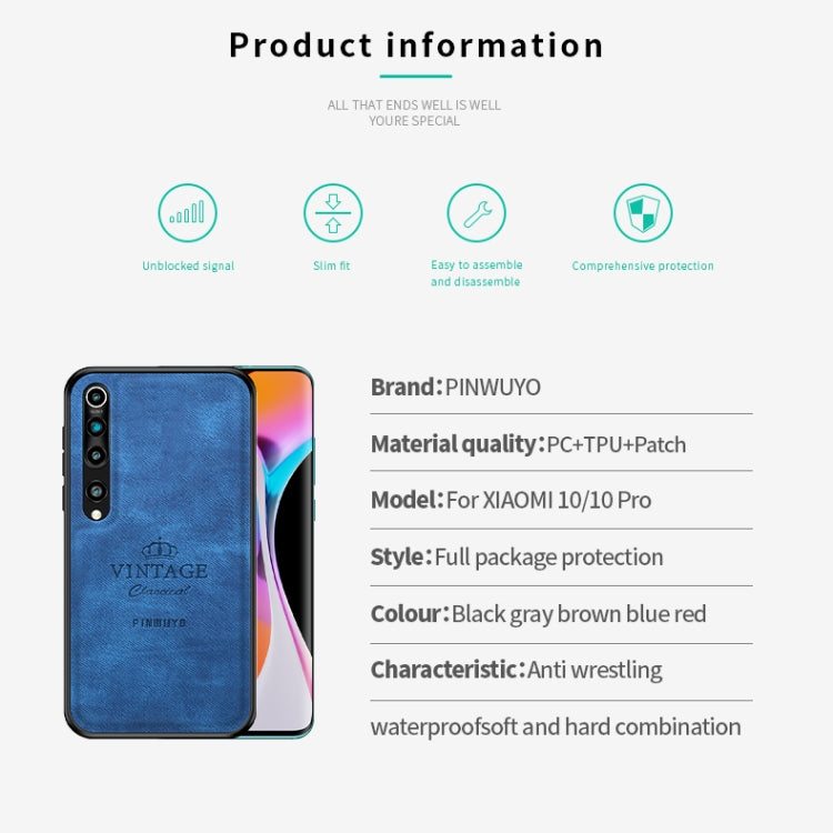 PINWUYO Zun Series PC + TPU + Skin Waterproof And Anti-fall All-inclusive Protective Shell, For Xiaomi 10 / 10 Pro, For Xiaomi Redmi K30, For Huawei P40, For Huawei P40 pro / P40pro+, For Huawei Y7P/P40Lite E/Honor9C, For OPPO Realme 6 Pro