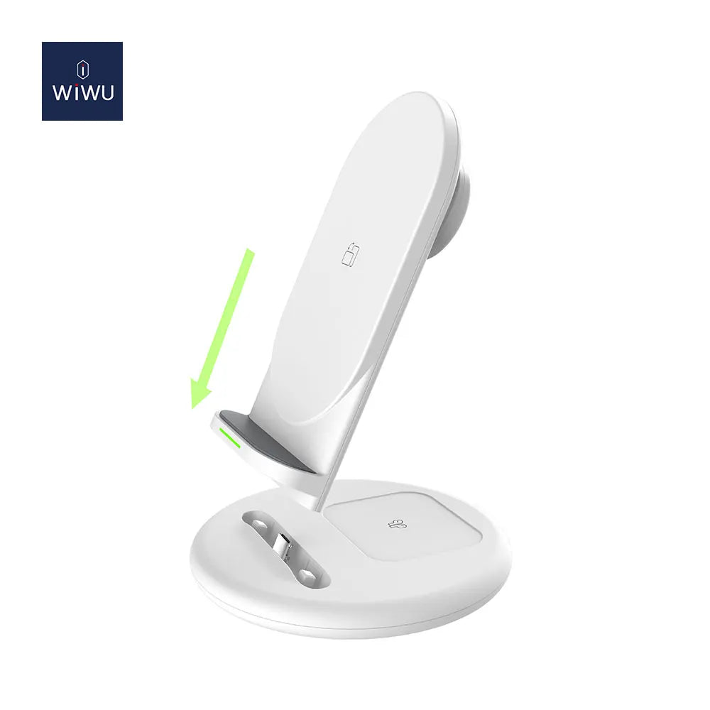 WiWU 3 in 1 Wireless Charger 15W Portable Design Wireless Charging for iPhone 16 15 14 13 12 With Stand Charge for Airpods Watch