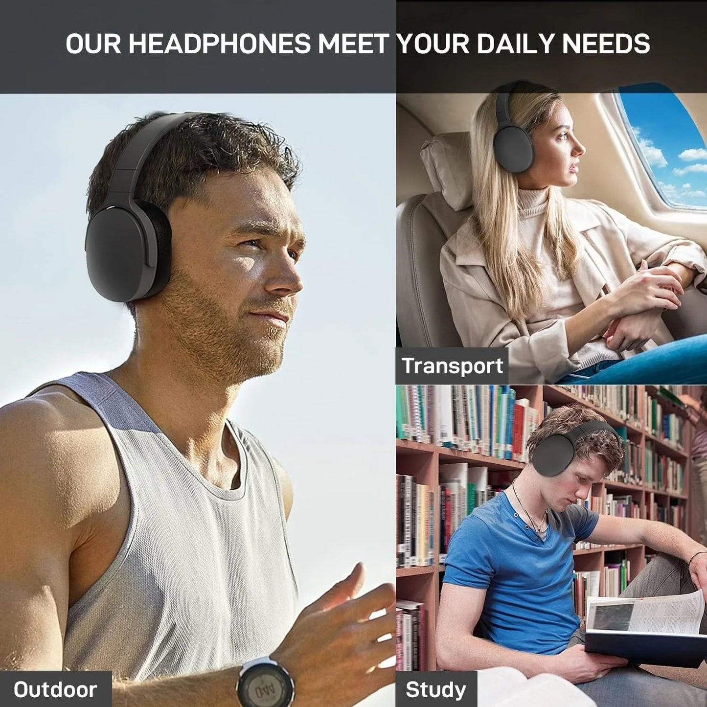 P2961 Over Ear Wireless Bluetooth Headphones HIFI Stereo Headsets True Sports Gamer Earphones TF/AUX Music Player with Mic Gifts