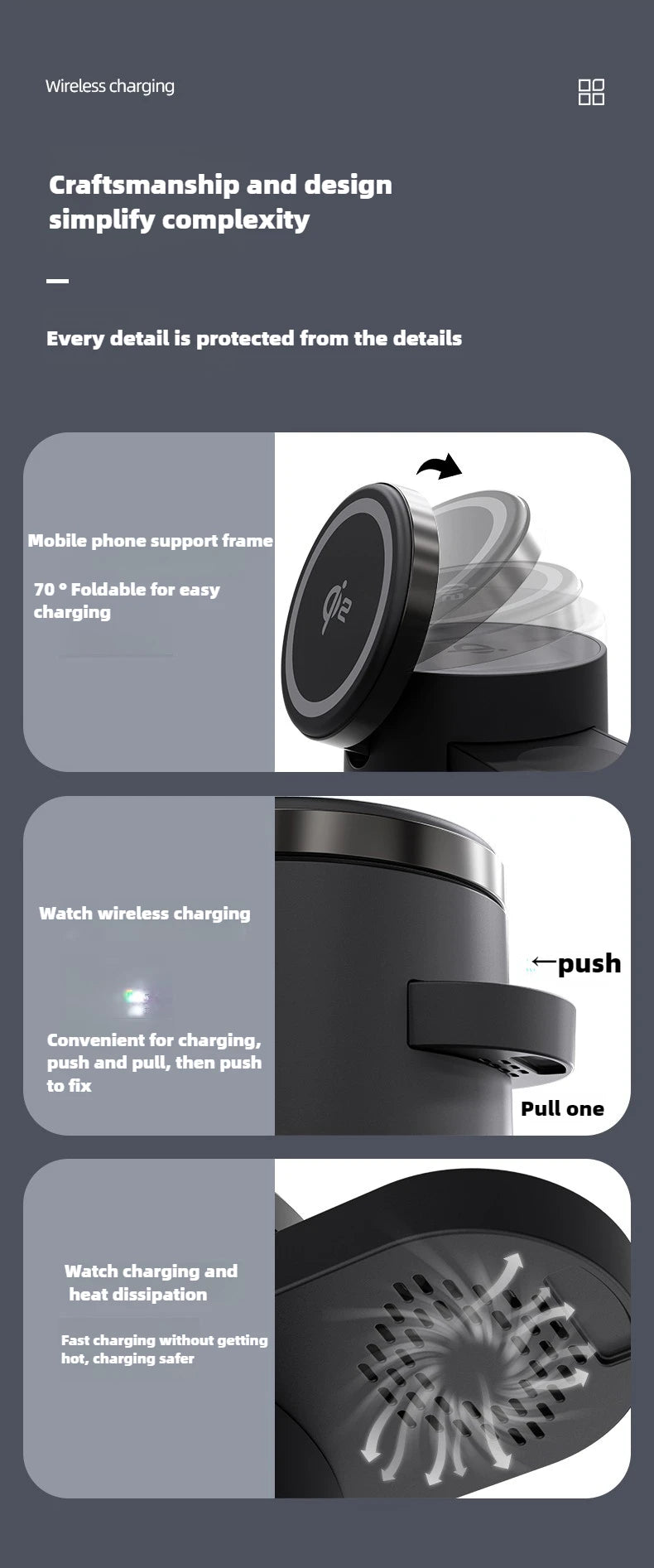 C16 Qi2 3-in-1 Wireless Charger Magsafe Magnetic Fast Charge Earphone Stand Watch Charging Base for IPhone16 15 Watch/Airpods