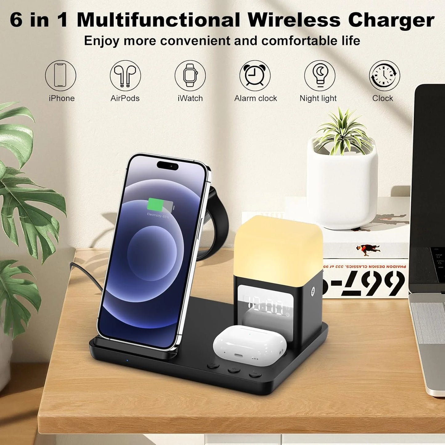 6in1 Qi Wireless Charger For 15 14 13 Pro/Pro Max/Plus/Mini/iWatch  /AirPods /Samsung S24 S23 Ultra / Buds Fast Charging Station