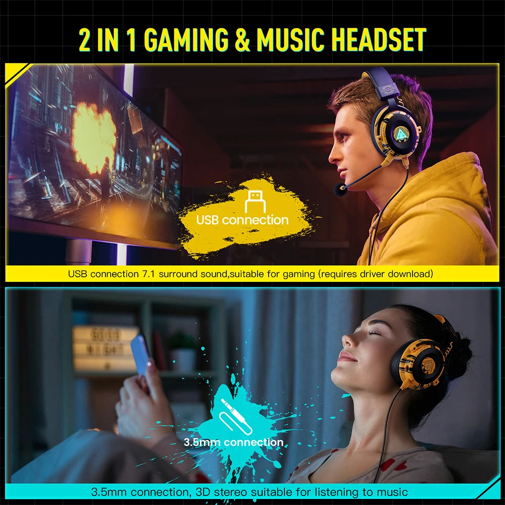 EKSA E900 Pro Upgraded Gaming Headset Gamer 7.1 Surround Wired Headphones with Noise Cancelling Microphones for PC/PS4/PS5/Xbox