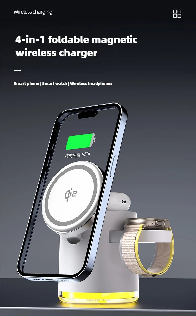 C16 Qi2 3-in-1 Wireless Charger Magsafe Magnetic Fast Charge Earphone Stand Watch Charging Base for IPhone16 15 Watch/Airpods