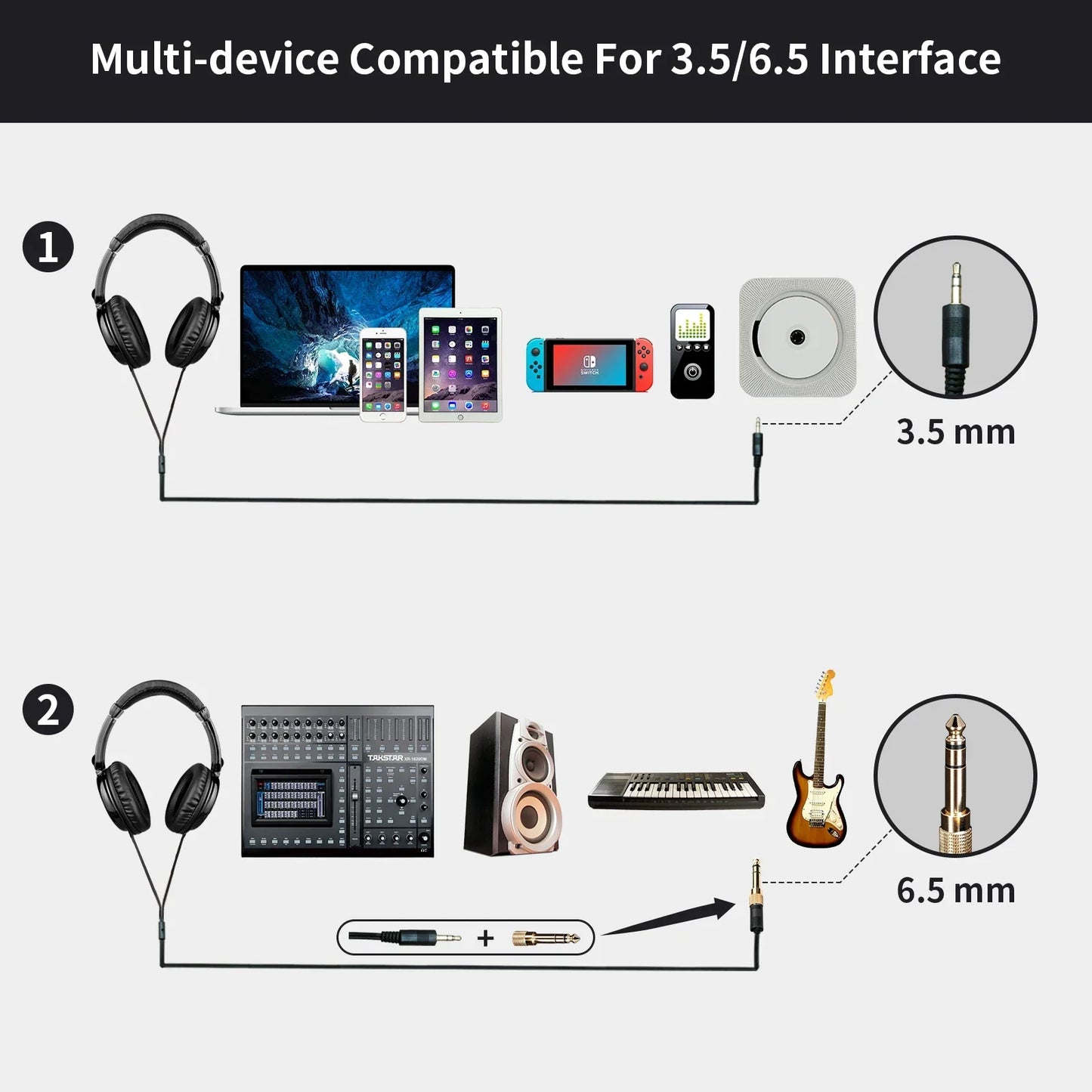 Takstar HD2000 Wired Over Ear Headphones Studio & Mixing DJ Stereo Headsets for Computer Recording Phone Piano Guitar PC