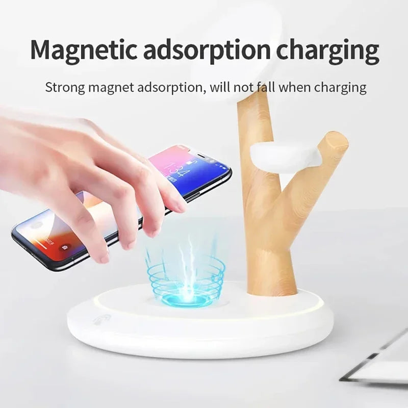 4 in 1 Magnetic 15W Wireless Charger Stand For iPhone 14 ProMax 15 Apple Watch 8 9 7 Airpods Pro PD Fast Charging Station Holder