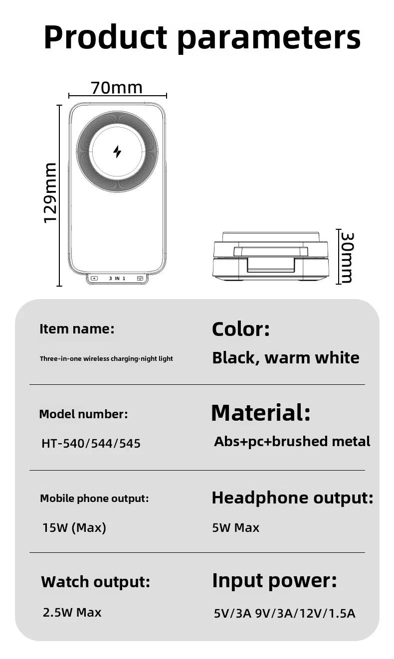 3 in 1 Wireless Charger Stand Magsafe for IPhone 15 14 13 16 Pro Max X 8 XS IWatch 8 7 6 Airpods Pro Fast Charging Dock Station