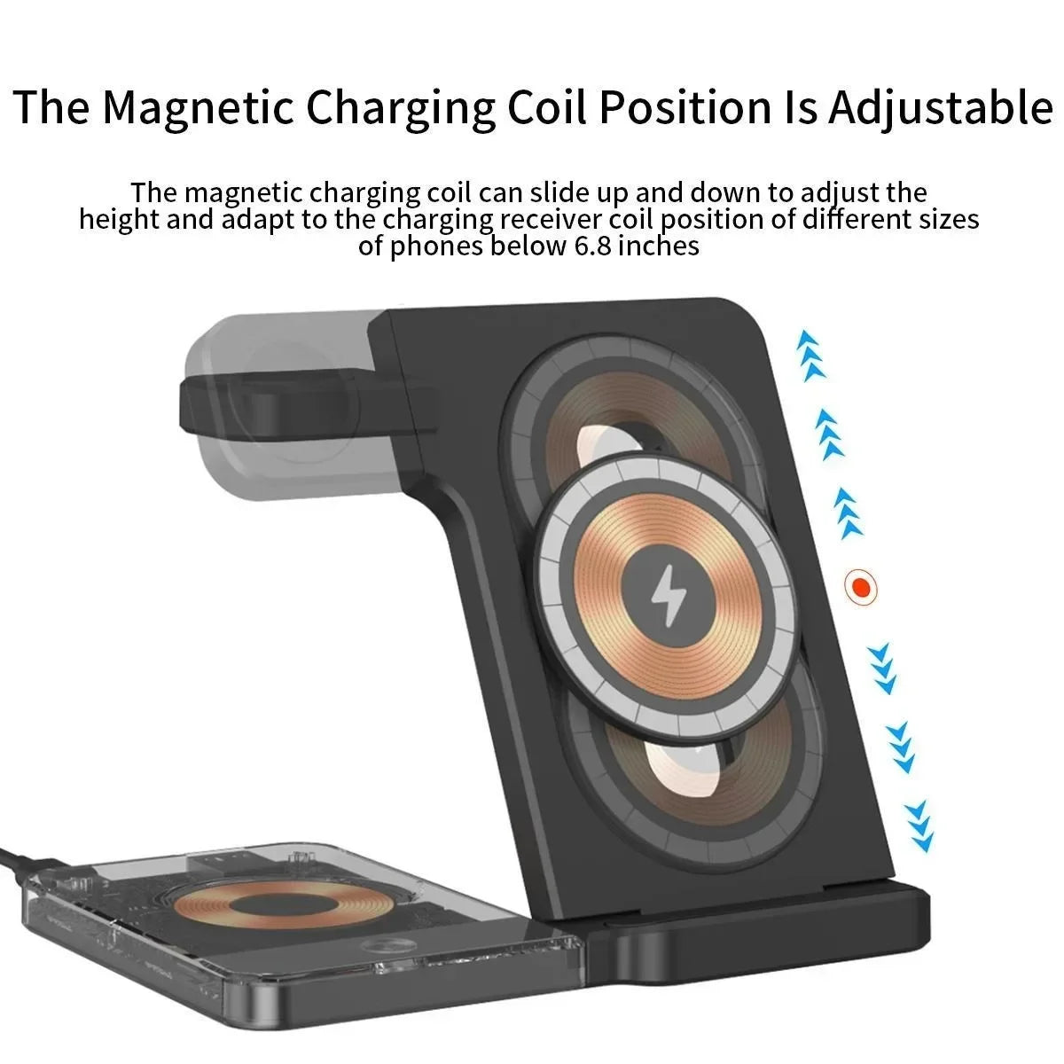 Wireless Charging Station for Magnetic Charging Stand for iPhone Series 15/14/13/12 iWatch Ultra/8/7/6/5 AirPods 3/2/Pro Samsung