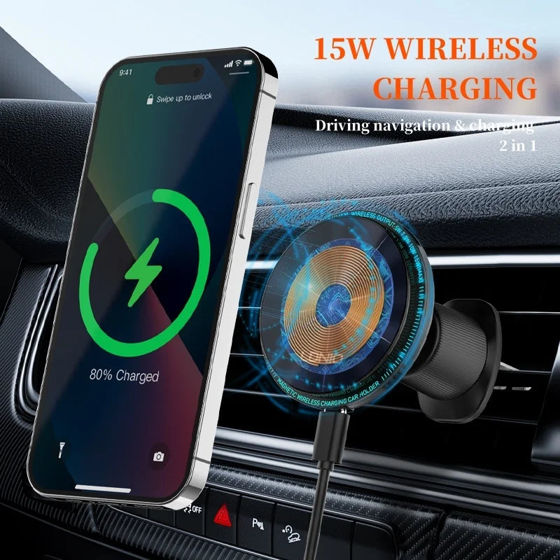 LDNIO Car Phone Holder 15W Wireless Charger For Magsafe Cellphone Grip Tok Magnetic Stand Stabilizer For Iphone 14 15 16 Pro Max