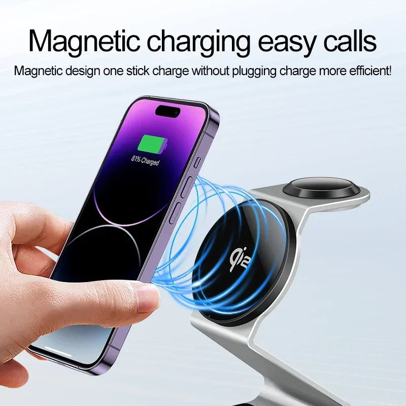 3 in 1 Qi2 Magnetic Wireless Charger For iPhone 16 15 14 13 12 Fast Charging Station For Apple Watch 9 8 7 SE Ultra Airpods Pro