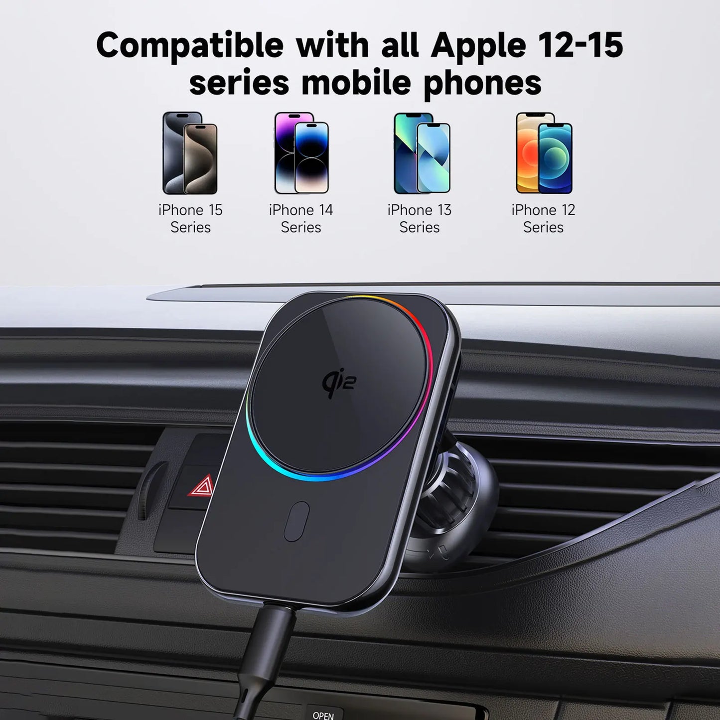 Qi2 Ice Cooling Magnetic Wireless Car Charger Fast Charging Station For iPhone 16 15 14 13 12 Pro Max Car Phone Holder Stand