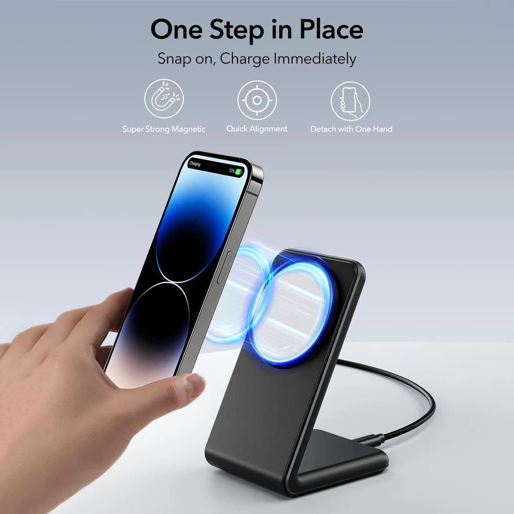 Minimalist Magnetic Wireless Charger Station 15W for MagSafe Dock Stand Fast Charging for iPhone 15/14/13/12 Pro Max Mini Plus