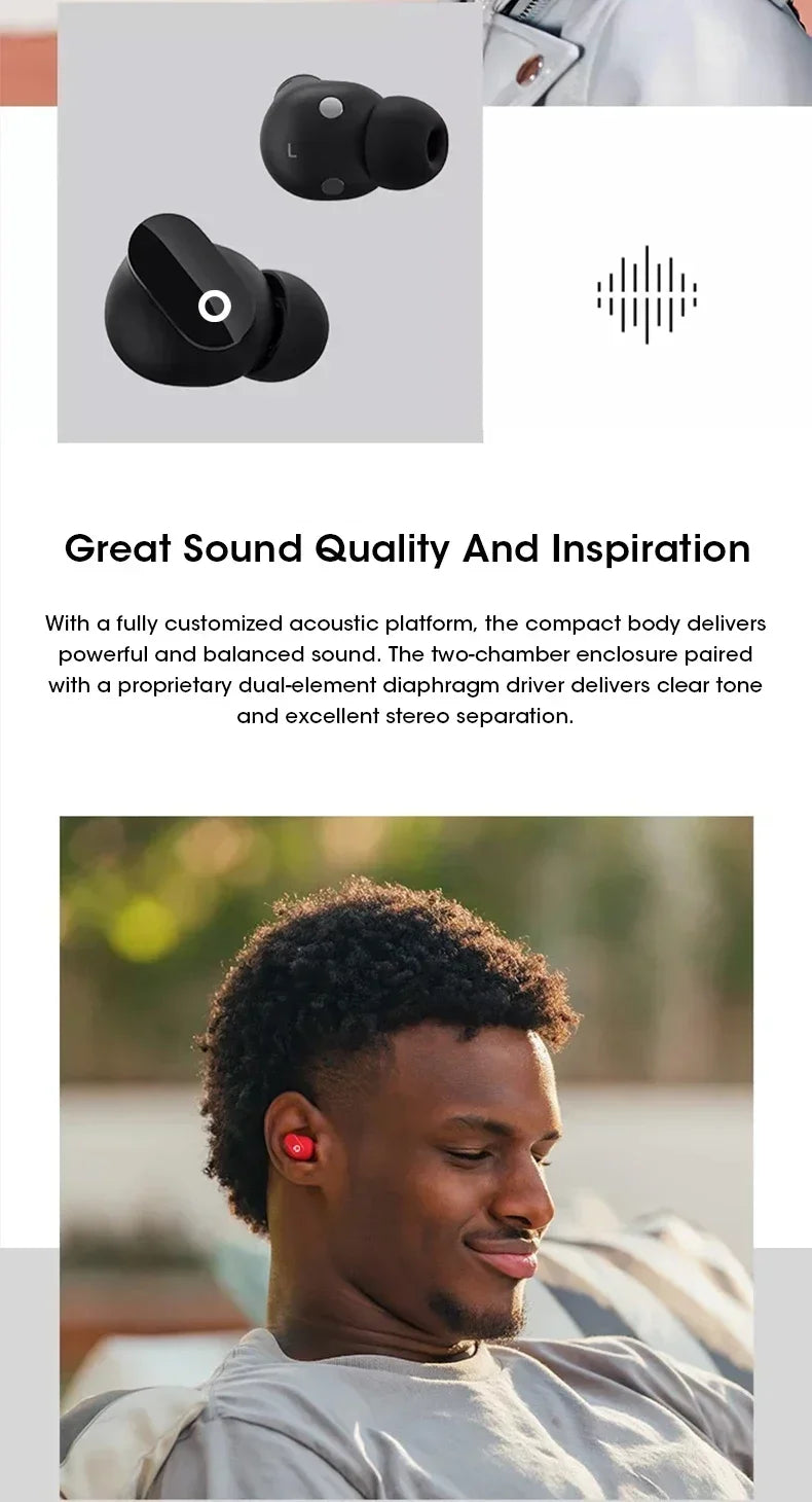 Xiaomi Bluetooth Earphone True Wireless Earbud HiFi Stereo Sound Waterproof Headset Built-in Mic Over Ear Earphone Sport Earbuds