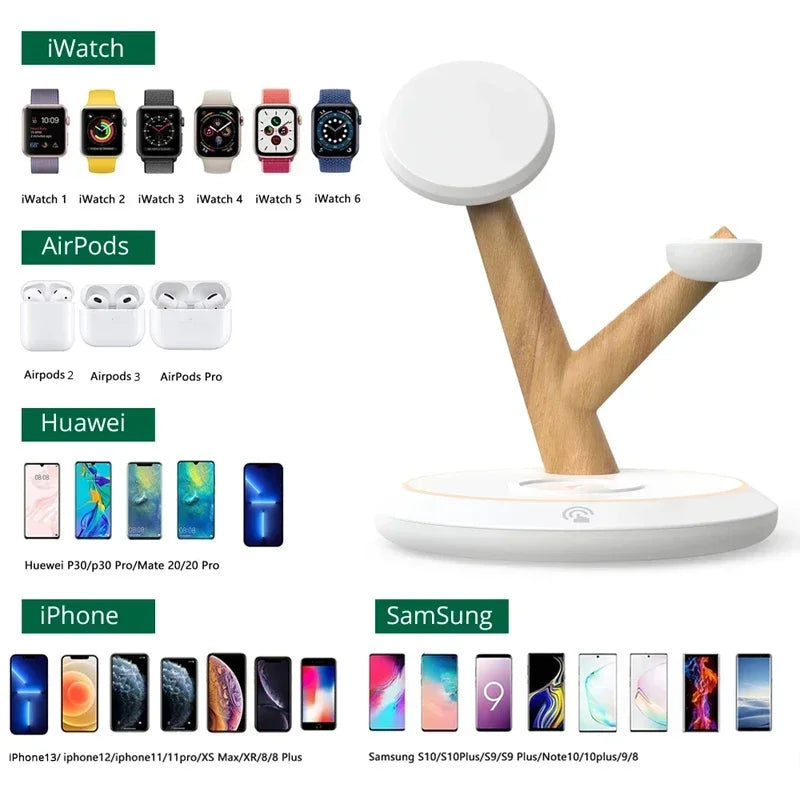 4 in 1 Magnetic 15W Wireless Charger Stand For iPhone 14 ProMax 15 Apple Watch 8 9 7 Airpods Pro PD Fast Charging Station Holder