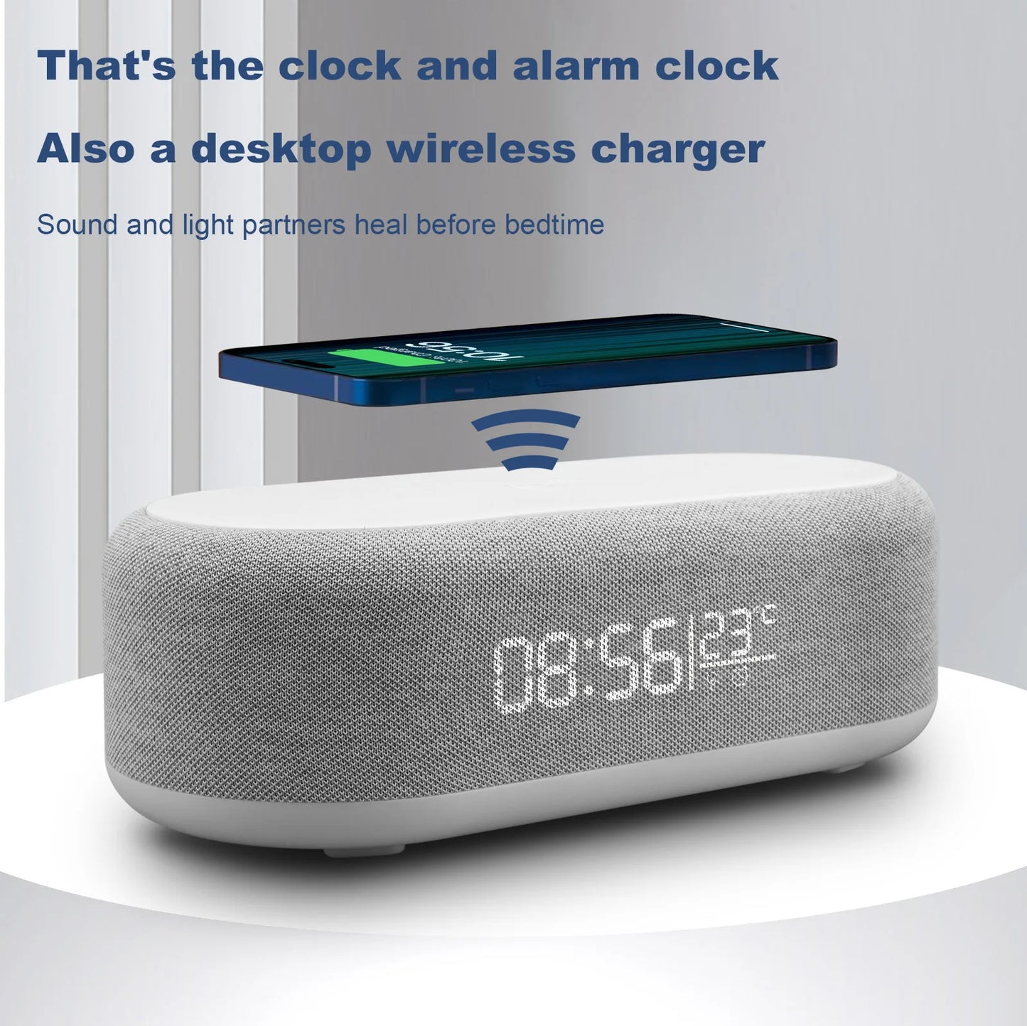 Wireless Charger Alarm Clock Time LED Light Thermometer Phone Charger 15W Fast Charging Dock Station for iPhone 15 14 Samsung