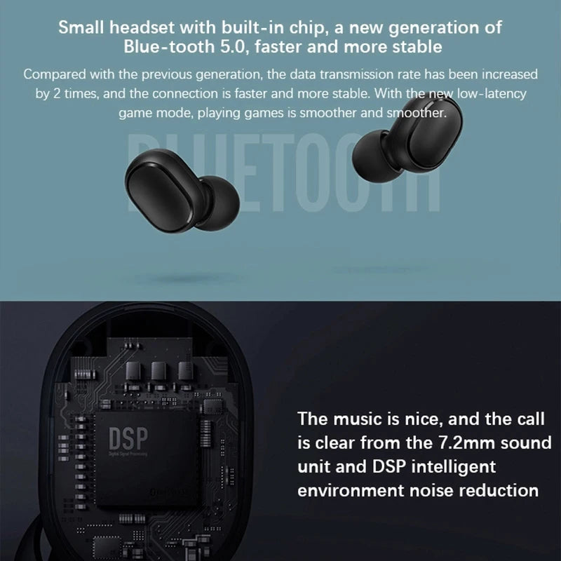 New Original Xiaomi Redmi AirDots 2 Fone Wireless Earphone Bluetooth Headphones Mi Ture Wireless Headphones In-Ear Earbuds