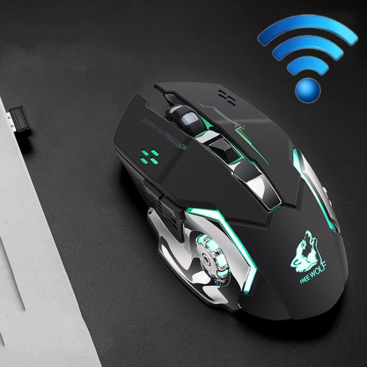 FREEDOM-WOLF X8 2400 DPI 6 Keys 2.4G Wireless Charging Silent Luminous Gaming Mechanical Mouse