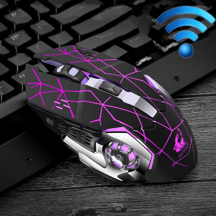 FREEDOM-WOLF X8 2400 DPI 6 Keys 2.4G Wireless Charging Silent Luminous Gaming Mechanical Mouse