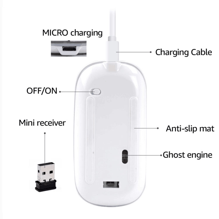 iMICE  E-1300 4 Keys 1600DPI Luminous Wireless Silent Desktop Notebook Mini Mouse