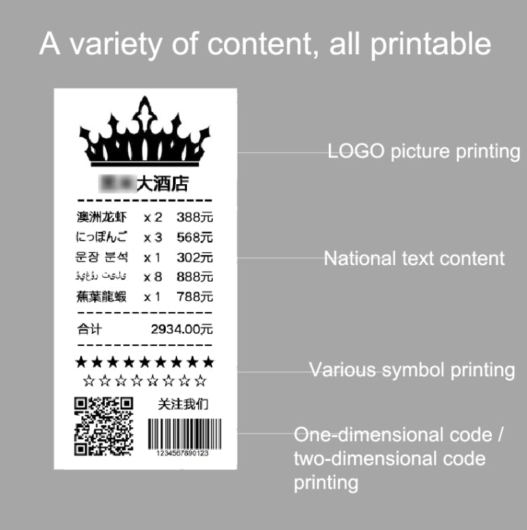 58HB6 Portable Bluetooth Thermal Printer Label Takeaway Receipt Machine, Supports Multi-Language & Symbol/Picture Printing