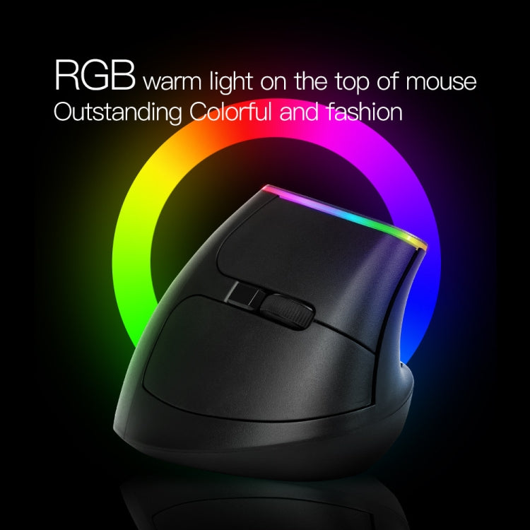 DELUX M618C 6 Keys 1600 DPI RGB Vertical Wireless Bluetooth Dual Mode Mouse