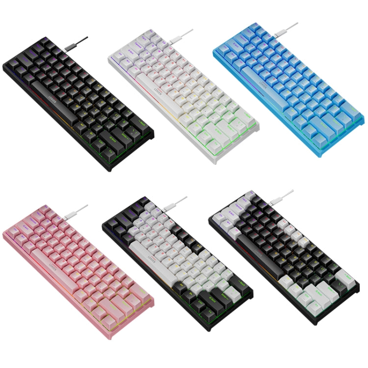 LEAVEN K620 61 Keys Hot Plug-in Glowing Game Wired Mechanical Keyboard, Cable Length: 1.8m, Black Green Shaft, White Green Shaft, Blue Green Shaft, Pink Green Shaft, White Black Red Shaft, Black White Green Shaft, White Black Green Shaft