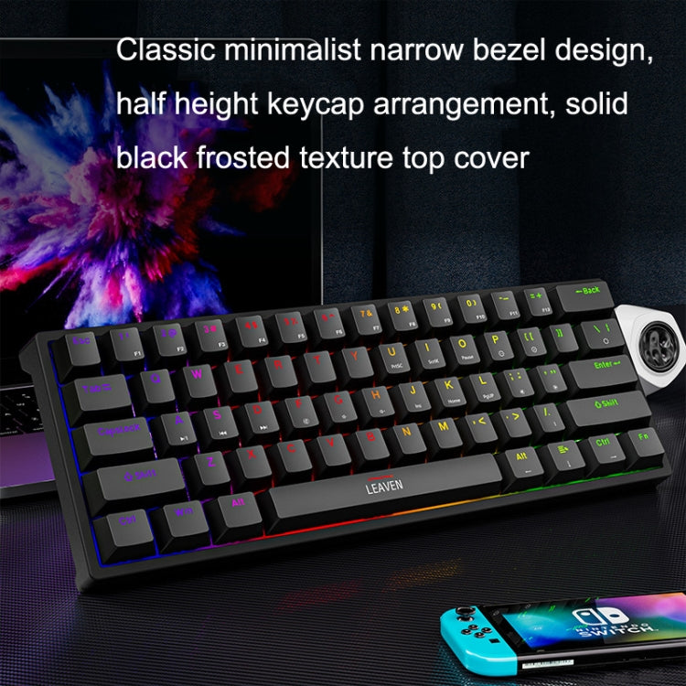 LEAVEN K620 61 Keys Hot Plug-in Glowing Game Wired Mechanical Keyboard, Cable Length: 1.8m, Black Green Shaft, White Green Shaft, Blue Green Shaft, Pink Green Shaft, White Black Red Shaft, Black White Green Shaft, White Black Green Shaft