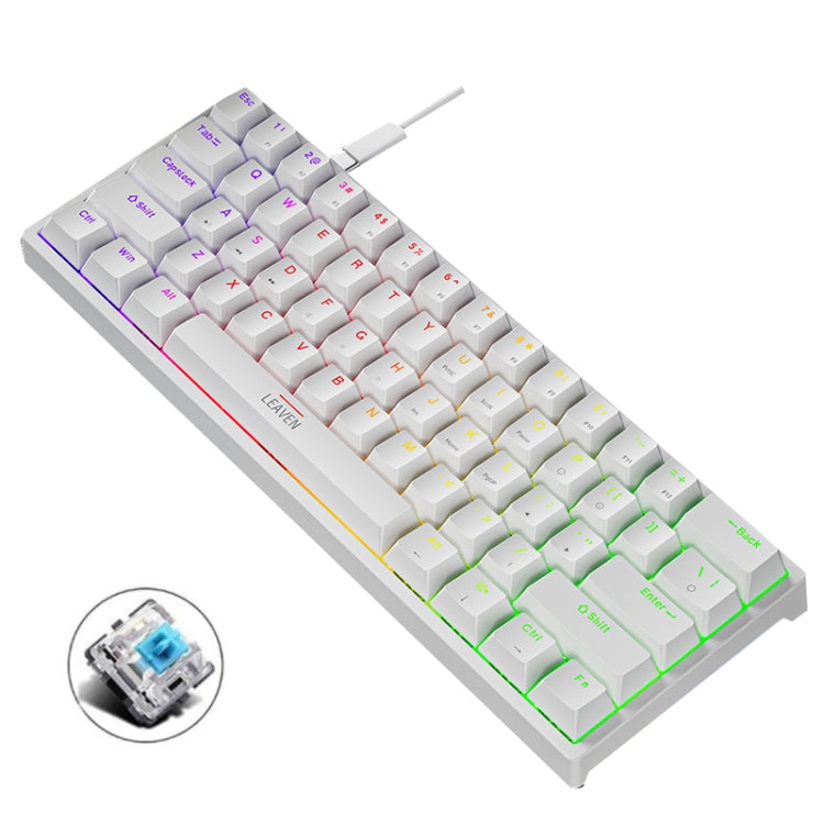 LEAVEN K620 61 Keys Hot Plug-in Glowing Game Wired Mechanical Keyboard, Cable Length: 1.8m, Black Green Shaft, White Green Shaft, Blue Green Shaft, Pink Green Shaft, White Black Red Shaft, Black White Green Shaft, White Black Green Shaft