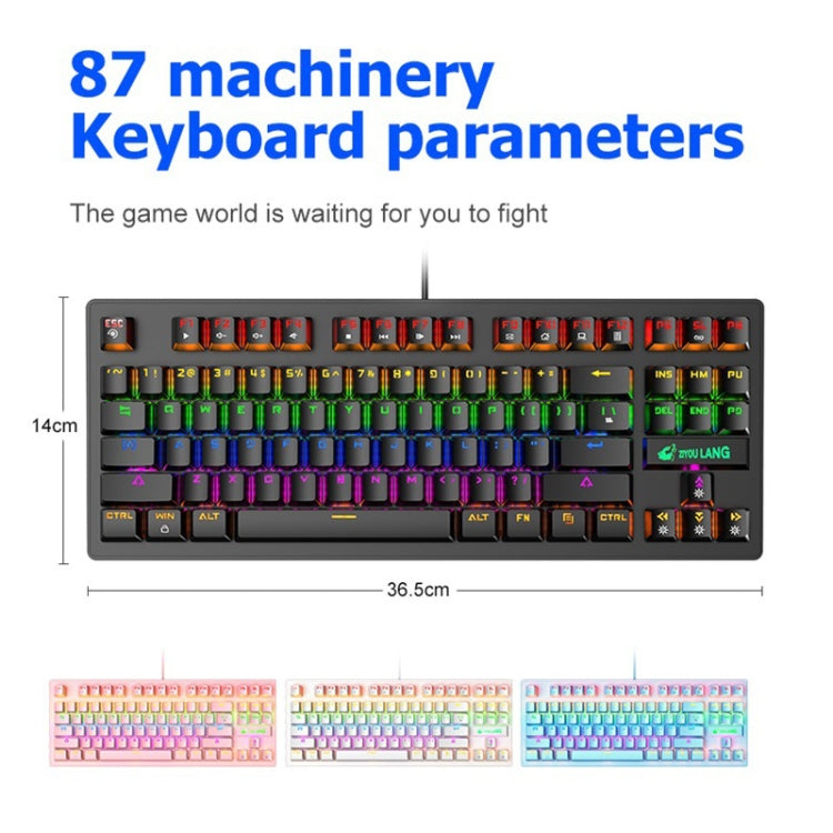 ZIYOULANG K2 87 Keys Office Laptop Punk Glowing Mechanical Wired Keyboard, Cable Length: 1.5m, K2 Black, K2 White, K2 Pink, K2 Blue