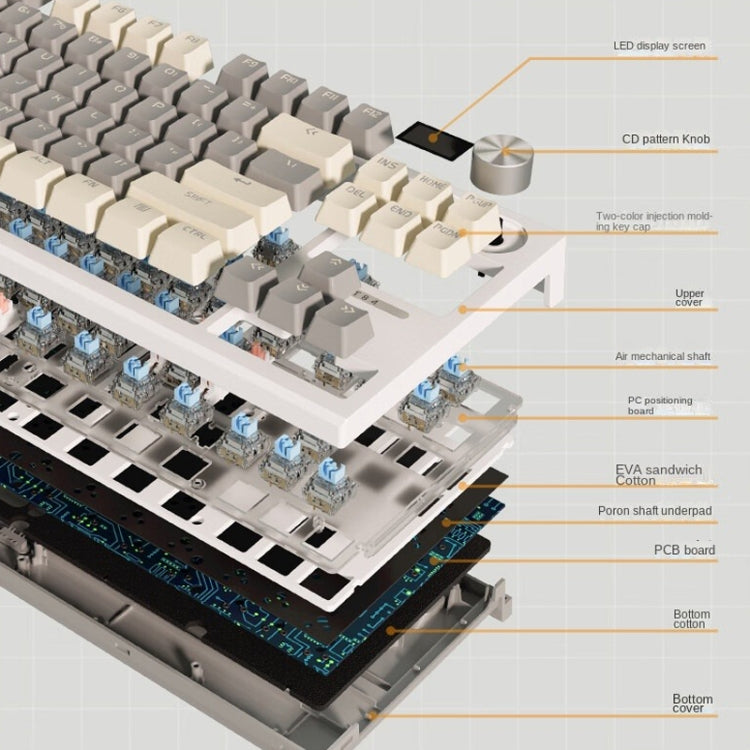 LANGTU LT84 Mechanical Luminous Keyboard, Wired Single-mode Green Shaft (White), Wired Single-mode Red Shaft (White), Wired Single-mode Silver Gray Shaft (White), Wired Single-mode Silver Gray Shaft (Nightfall)