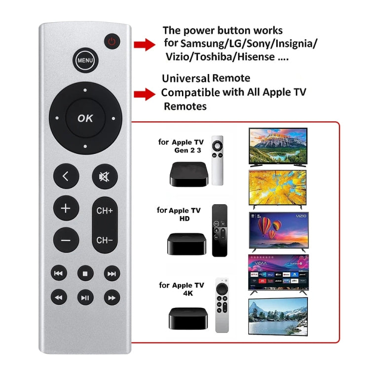 For Apple TV Remote Control 4K / HD A2169 A1842 A1625 Without Voice