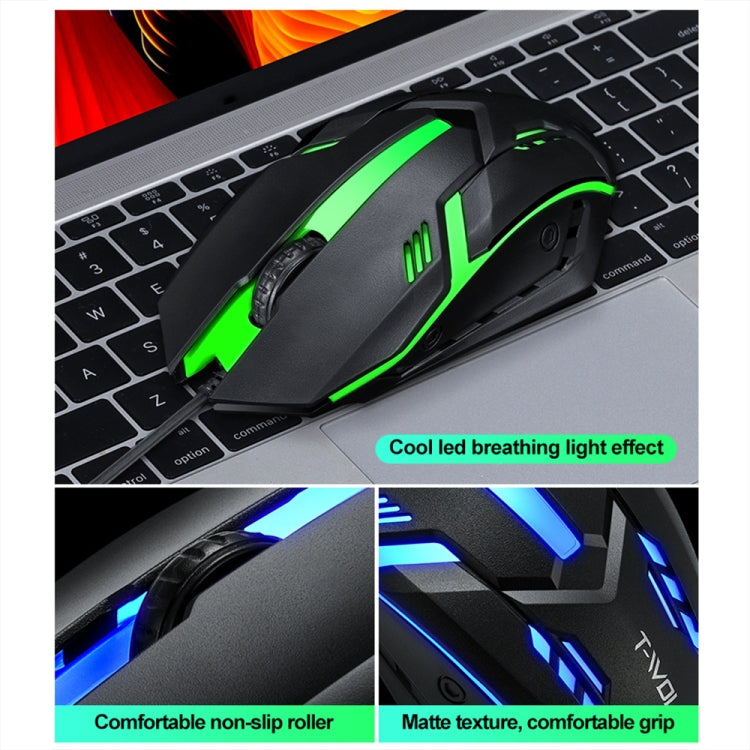 T-WOLF TF230 Colorful Light Effect Game Office Computer Wired Keyboard and Mouse Kit, TF230 (Black), TF230 (White)