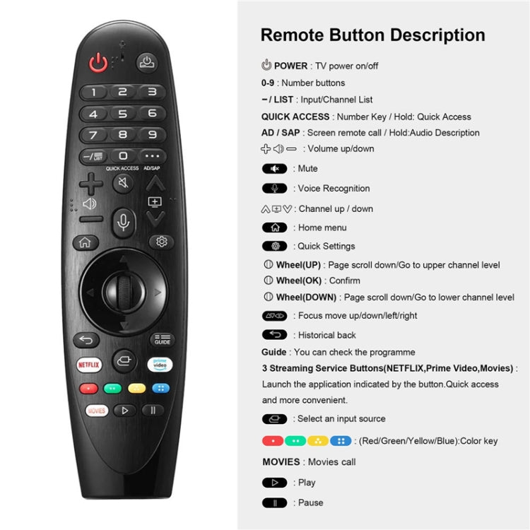 For LG TV Bluetooth Handheld Infrared Voice Multi-Function Remote Control