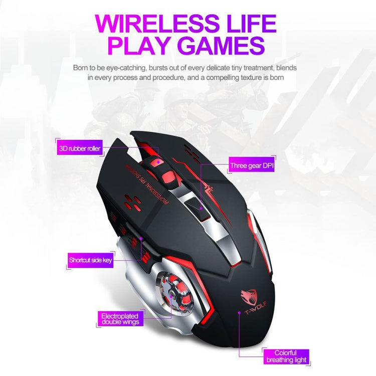 T-WOLF Q13 2.4GHz 6-keys RGB Colorful Light Gaming Wireless Mouse