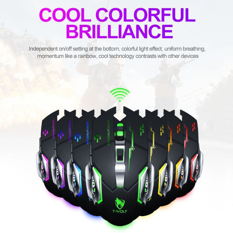 T-WOLF Q13 2.4GHz 6-keys RGB Colorful Light Gaming Wireless Mouse