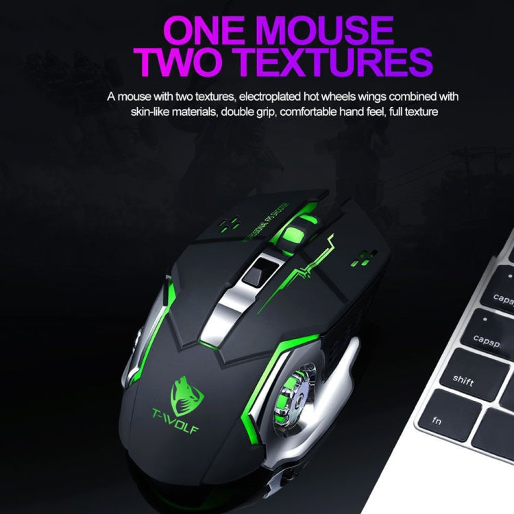 T-WOLF Q13 2.4GHz 6-keys RGB Colorful Light Gaming Wireless Mouse