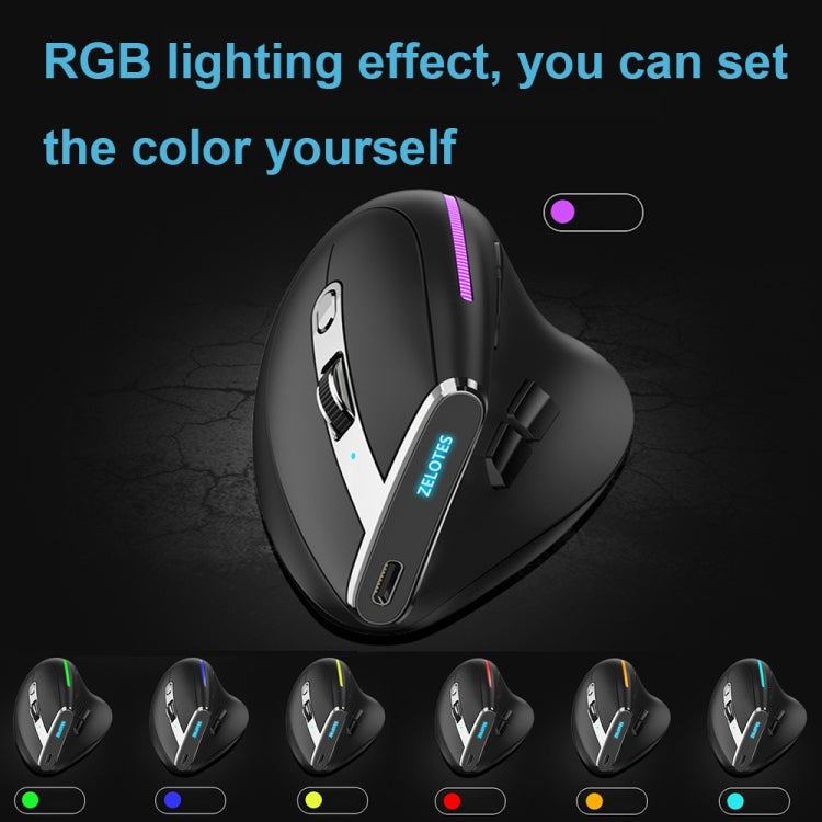 ZELOTES F36 9-Keys Vertical Grip Ergonomic Programming Dual Bluetooth + 2.4G Wireless Mouse