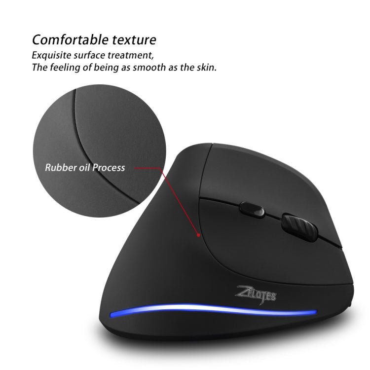 ZELOTES F35 6-buttons Vertical Grip Ergonomic Rechargeable Wireless Mouse