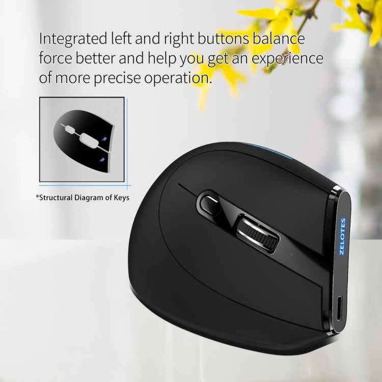 ZELOTES F36A 6-Buttons Vertical Grip Ergonomic Rechargeable Wireless Mouse