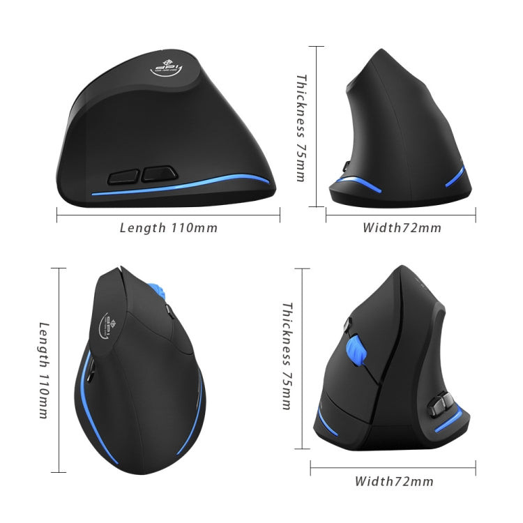 ZELOTES F-35A 6-Buttons Vertical Grip Ergonomic Rechargeable Wireless Mouse