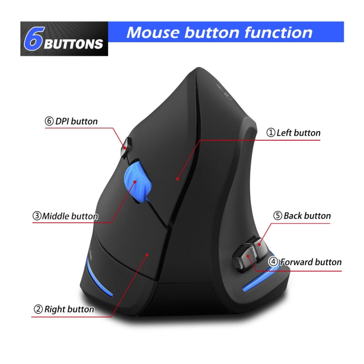 ZELOTES F-35A 6-Buttons Vertical Grip Ergonomic Rechargeable Wireless Mouse