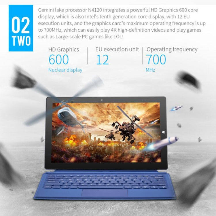 Windows 10 System, Intel Gemini Lake N4120 Quad Core Up to 2.6GHz, with Keyboard & Stylus Pen, Support Dual Band WiFi & Bluetooth & Micro SD Card